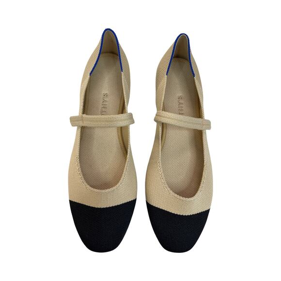 Rothy’s The Mary Jane Flats Ecru Black Cap Toe Knit Recycled Shoes Size 9 - Picture 8 of 9